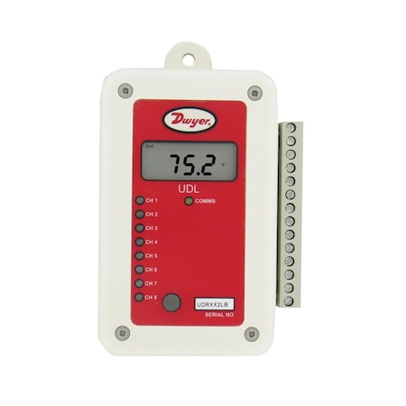 Dwyer Instruments Universal data logger with internal temperature sensor, four universal inputs, and LCD display. UDL-104